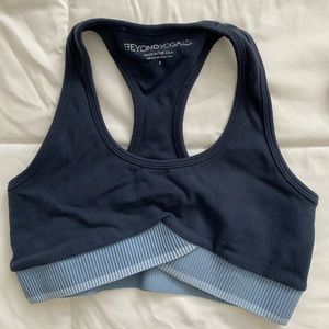 Beyond Yoga Navy Blue Tricolor Sports Bra - S